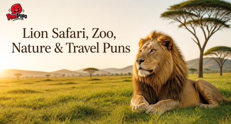 Lion Safari, Zoo, Nature & Travel Puns